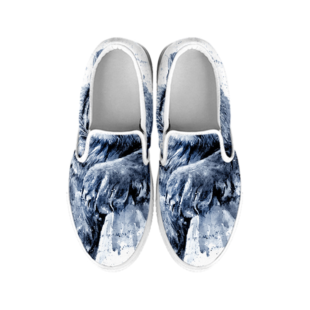 White Tiger Painting Print White Slip On Shoes