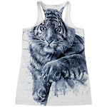 White Tiger Painting Print Women's Racerback Tank Top