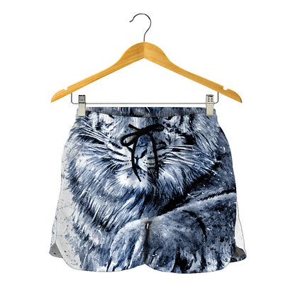 White Tiger Painting Print Women's Shorts