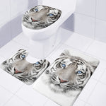 White Tiger Portrait Print 3 Piece Bath Mat Set