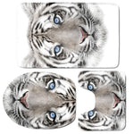 White Tiger Portrait Print 3 Piece Bath Mat Set