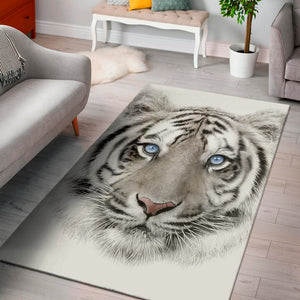 White Tiger Portrait Print Area Rug