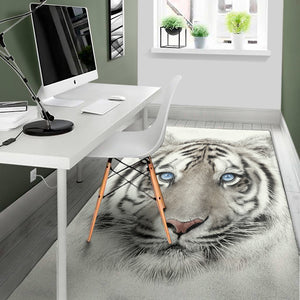 White Tiger Portrait Print Area Rug