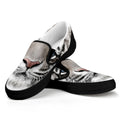 White Tiger Portrait Print Black Slip On Sneakers