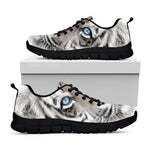 White Tiger Portrait Print Black Sneakers