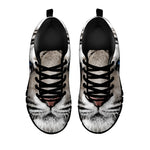 White Tiger Portrait Print Black Sneakers