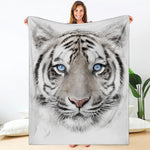 White Tiger Portrait Print Blanket