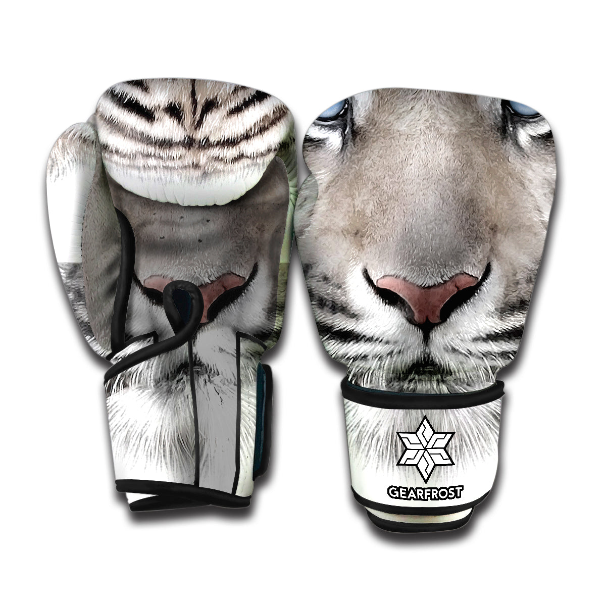 White Tiger Portrait Print Boxing Gloves