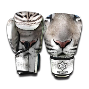 White Tiger Portrait Print Boxing Gloves