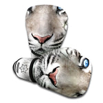 White Tiger Portrait Print Boxing Gloves