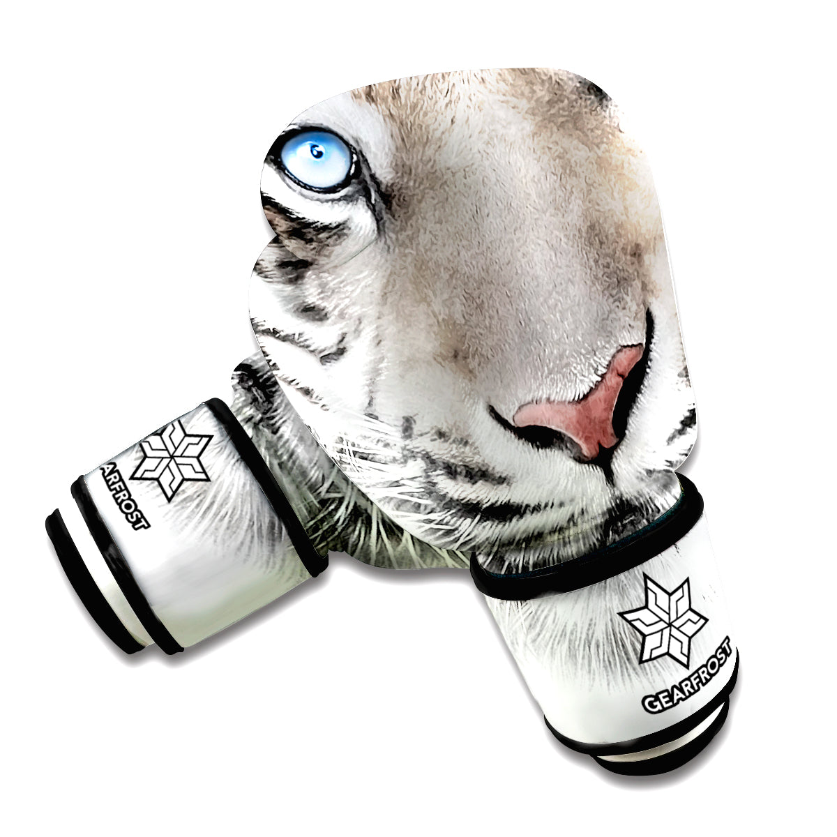 White Tiger Portrait Print Boxing Gloves