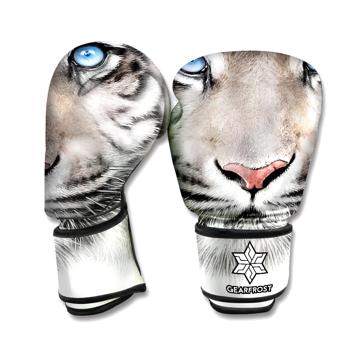 White Tiger Portrait Print Boxing Gloves