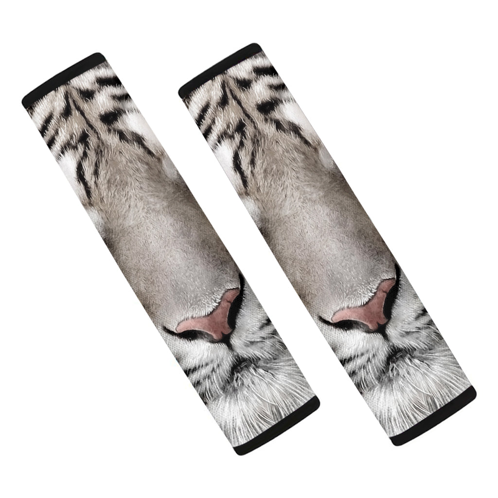 White Tiger Portrait Print Car Seat Belt Covers