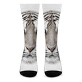 White Tiger Portrait Print Crew Socks