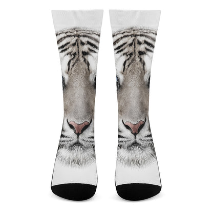 White Tiger Portrait Print Crew Socks