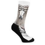 White Tiger Portrait Print Crew Socks