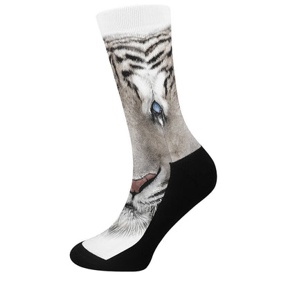 White Tiger Portrait Print Crew Socks