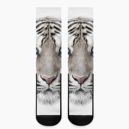 White Tiger Portrait Print Crew Socks