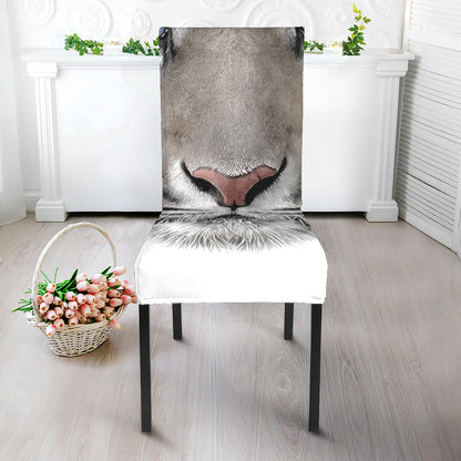 White Tiger Portrait Print Dining Chair Slipcover