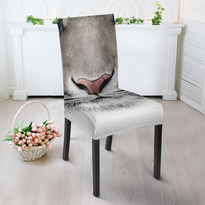 White Tiger Portrait Print Dining Chair Slipcover