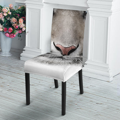 White Tiger Portrait Print Dining Chair Slipcover