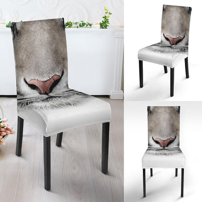 White Tiger Portrait Print Dining Chair Slipcover