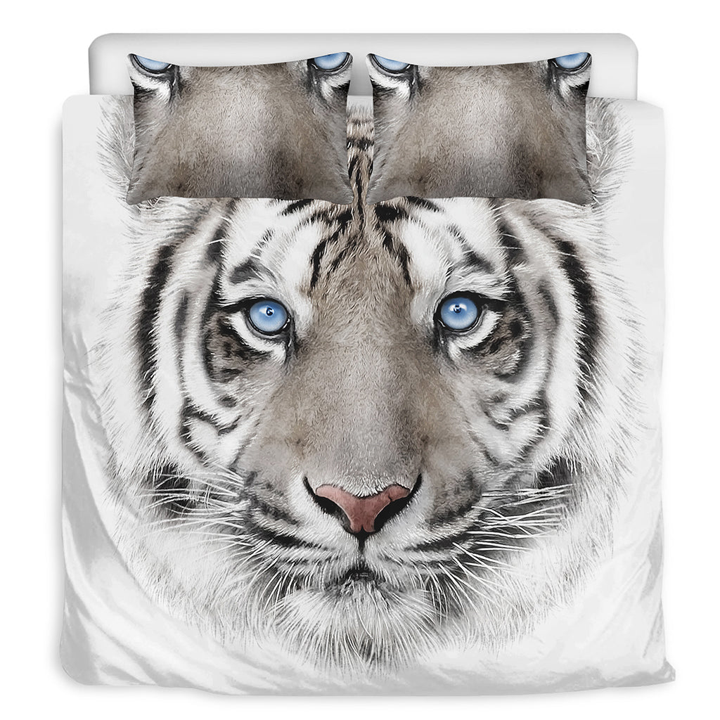 White Tiger Portrait Print Duvet Cover Bedding Set