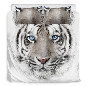 White Tiger Portrait Print Duvet Cover Bedding Set