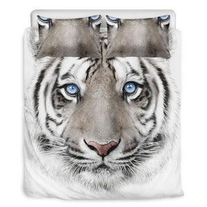 White Tiger Portrait Print Duvet Cover Bedding Set