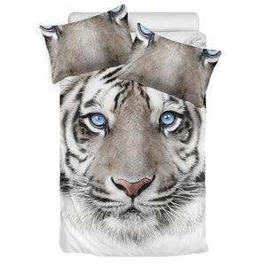 White Tiger Portrait Print Duvet Cover Bedding Set