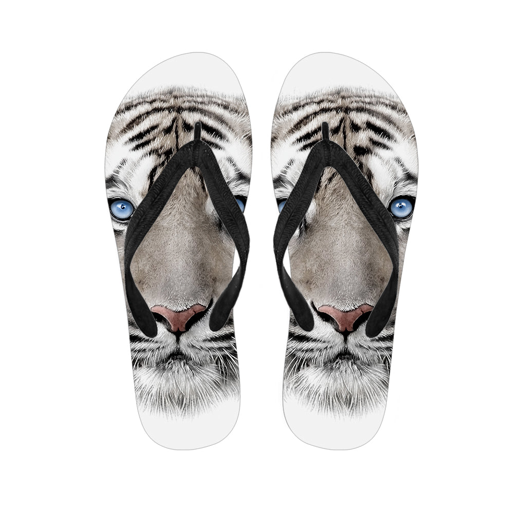 White Tiger Portrait Print Flip Flops