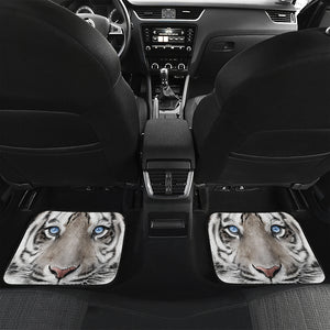 White Tiger Portrait Print Front and Back Car Floor Mats