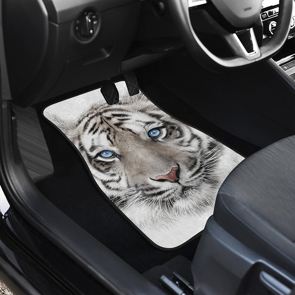 White Tiger Portrait Print Front and Back Car Floor Mats