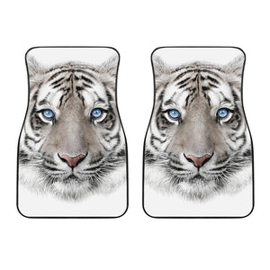 White Tiger Portrait Print Front Car Floor Mats