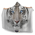 White Tiger Portrait Print Hooded Blanket