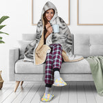 White Tiger Portrait Print Hooded Blanket