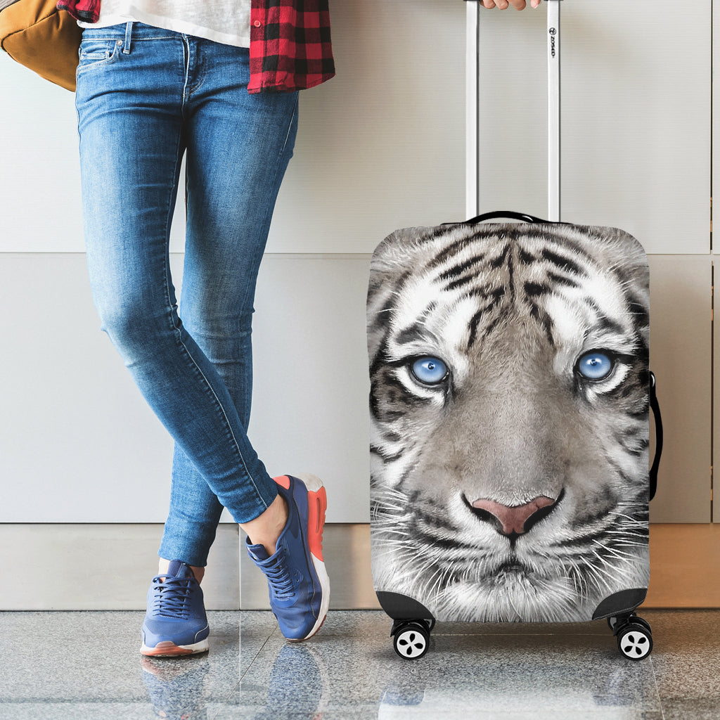 White Tiger Portrait Print Luggage Cover