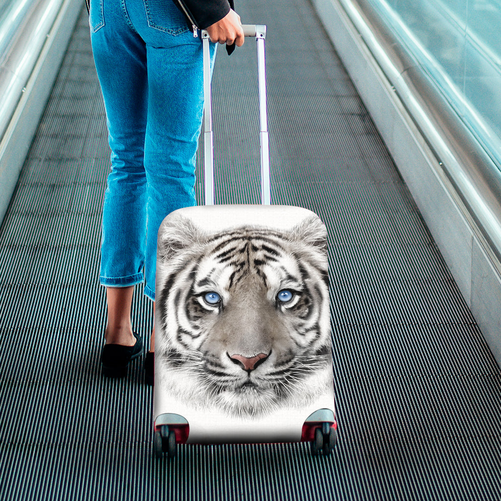White Tiger Portrait Print Luggage Cover