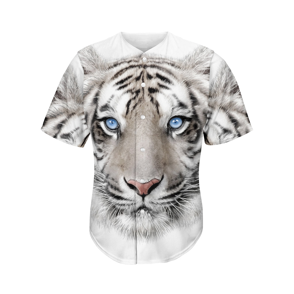 White Tiger Portrait Print Men's Baseball Jersey