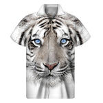 White Tiger Portrait Print Men's Short Sleeve Shirt