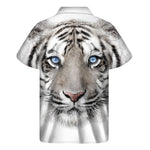White Tiger Portrait Print Men's Short Sleeve Shirt