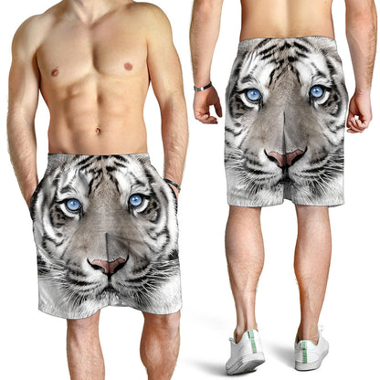 White Tiger Portrait Print Men's Shorts