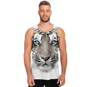 White Tiger Portrait Print Men's Tank Top