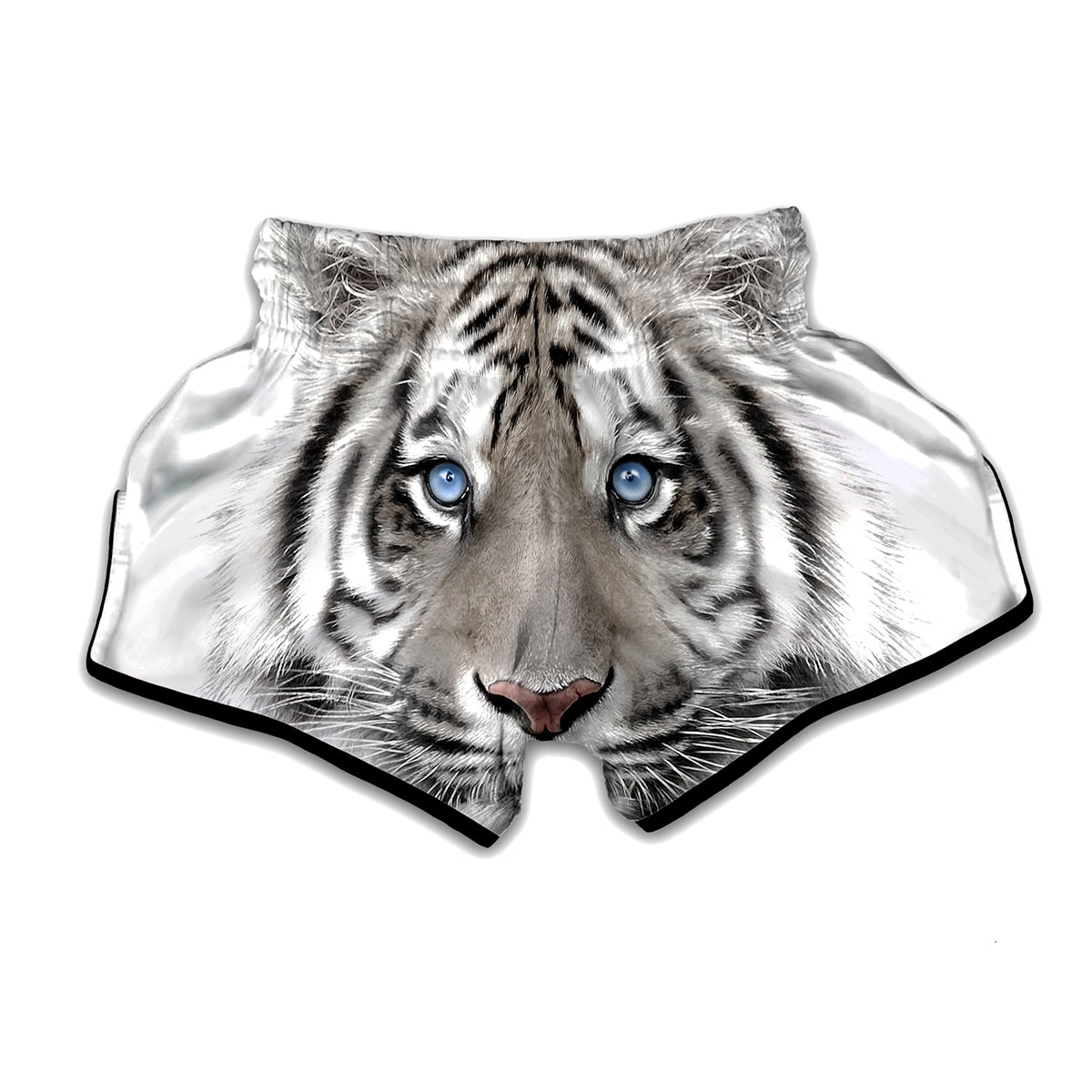 White Tiger Portrait Print Muay Thai Boxing Shorts