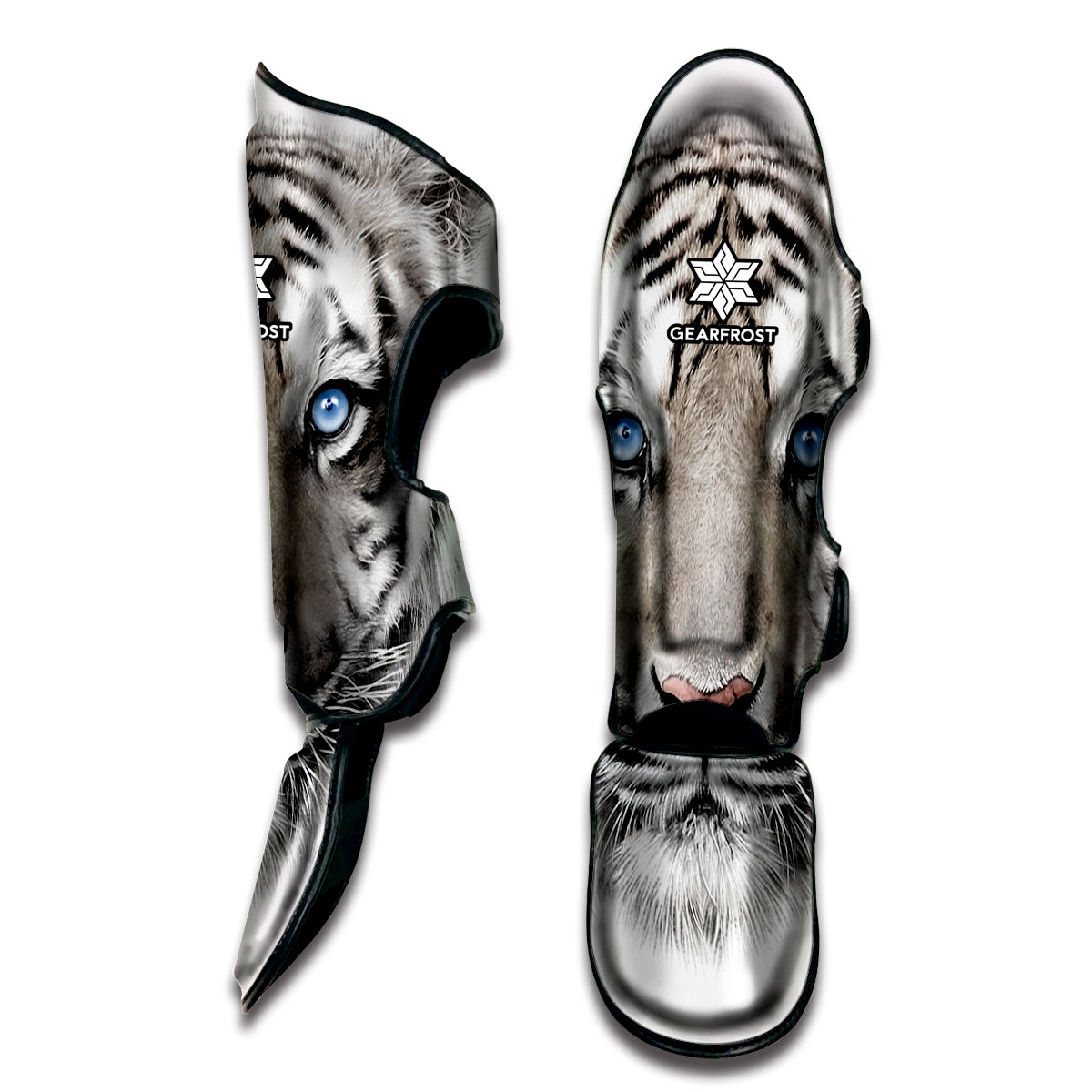 White Tiger Portrait Print Muay Thai Shin Guard