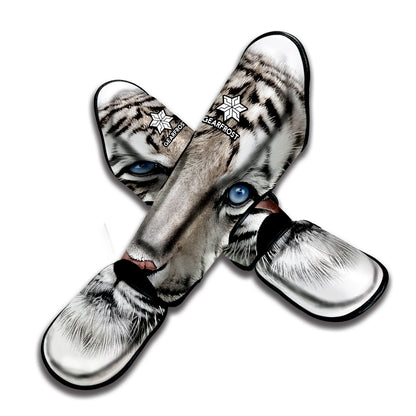 White Tiger Portrait Print Muay Thai Shin Guard
