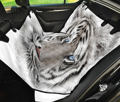 White Tiger Portrait Print Pet Car Back Seat Cover