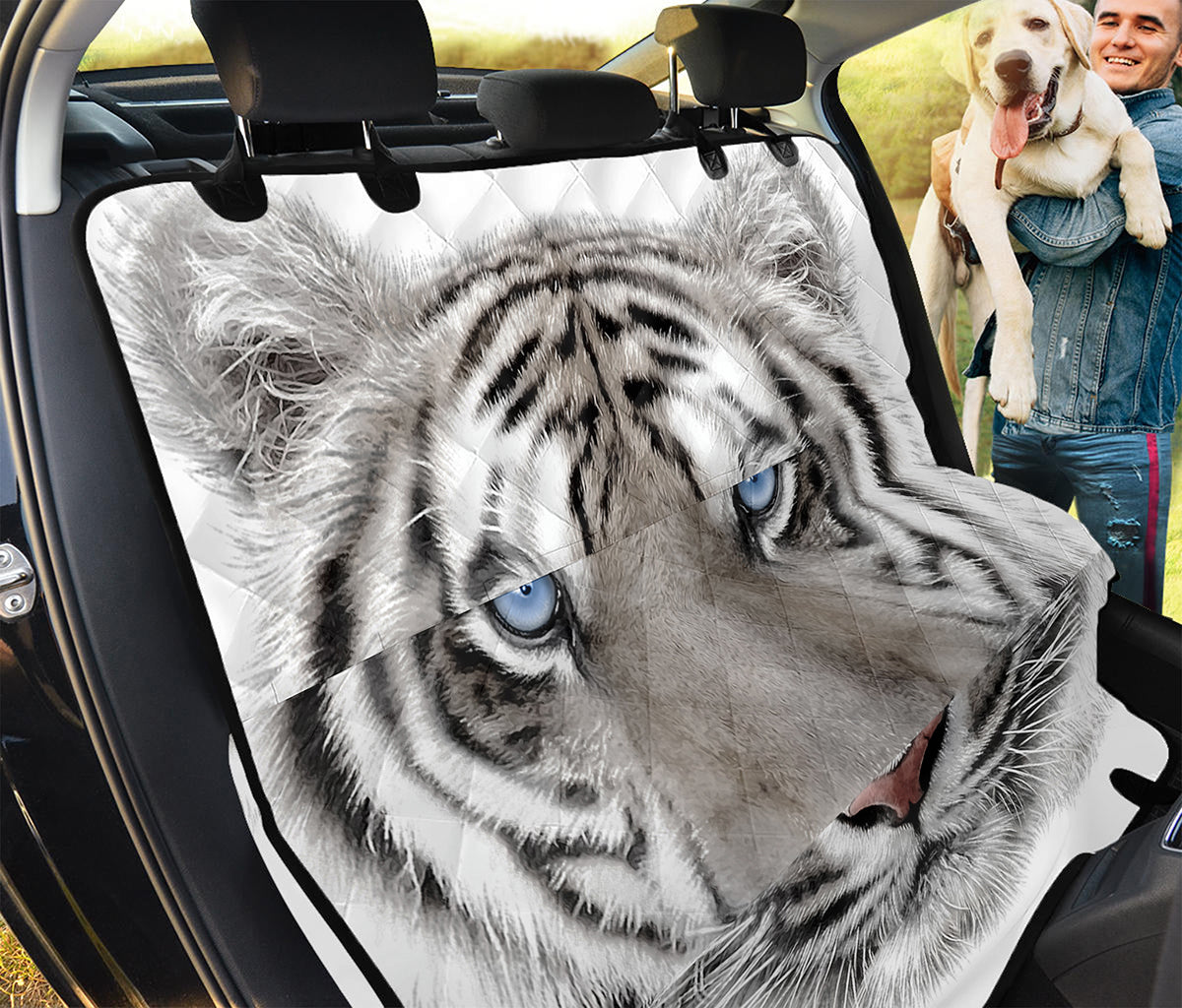 White Tiger Portrait Print Pet Car Back Seat Cover