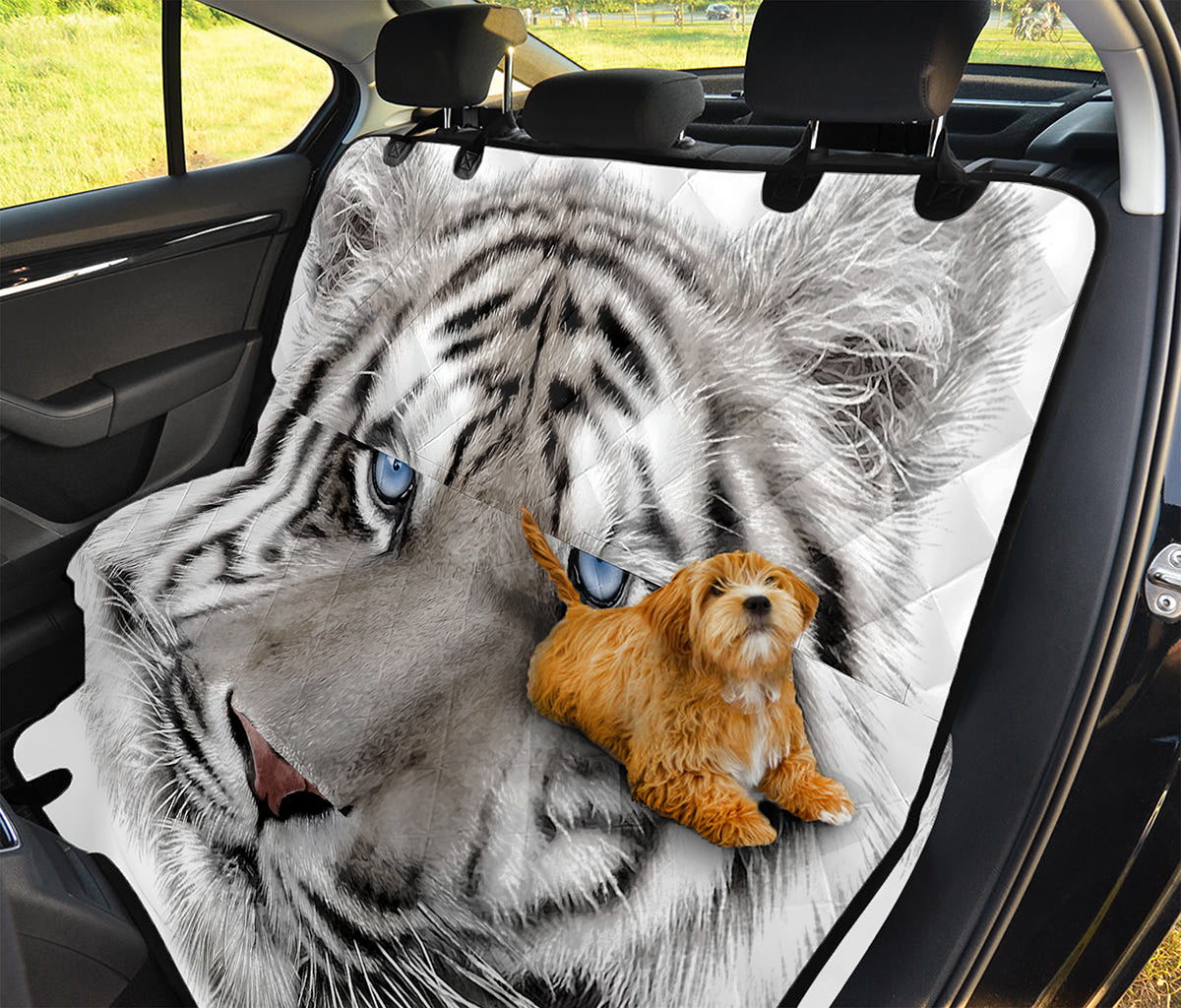 White Tiger Portrait Print Pet Car Back Seat Cover