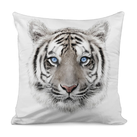White Tiger Portrait Print Pillow Cover